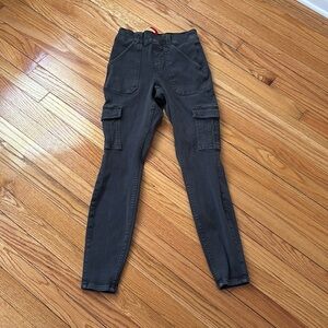 Spanx Stretch Twill Ankle Cargo Pants Gray Cotton Blend Pockets Size Small